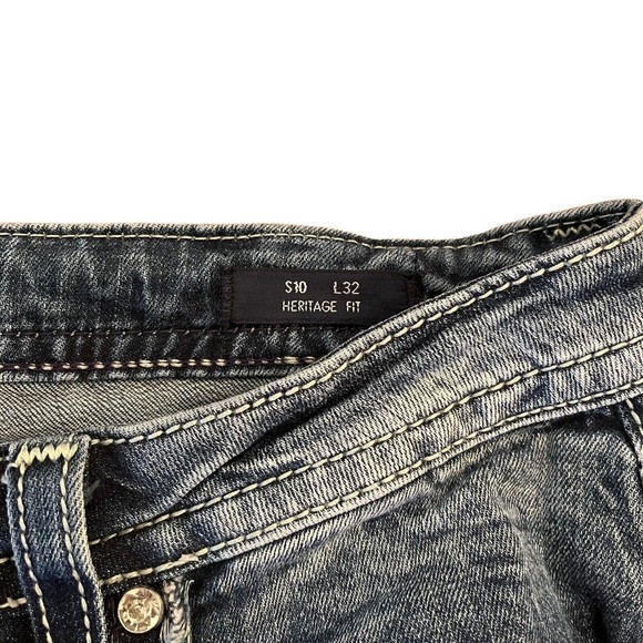 Vigoss Slim Boot Heritage Fit Mid Rise Embellished Denim Blue Jeans Size 10 - Picture 5 of 8